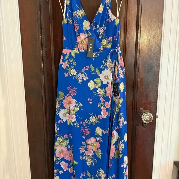 Lulu's Blue Floral Maxi Dress with Pink and Green Accents - Picture 5 of 10